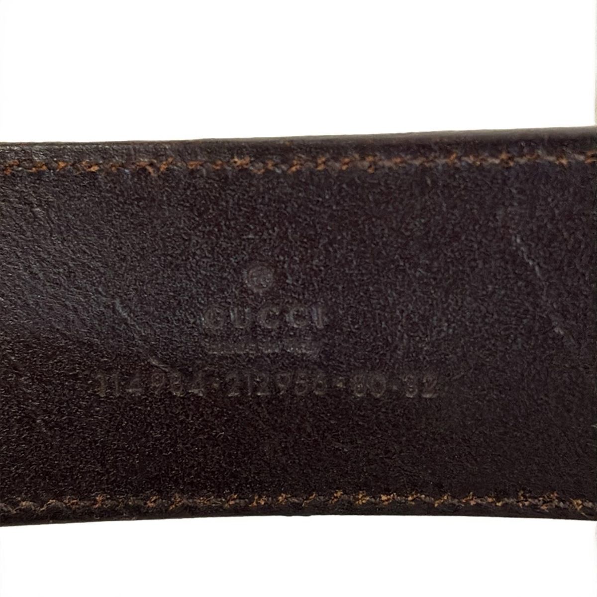 GUCCI(グッチ) ベルト 80/32 - 114984 ダークブラウン×シルバー