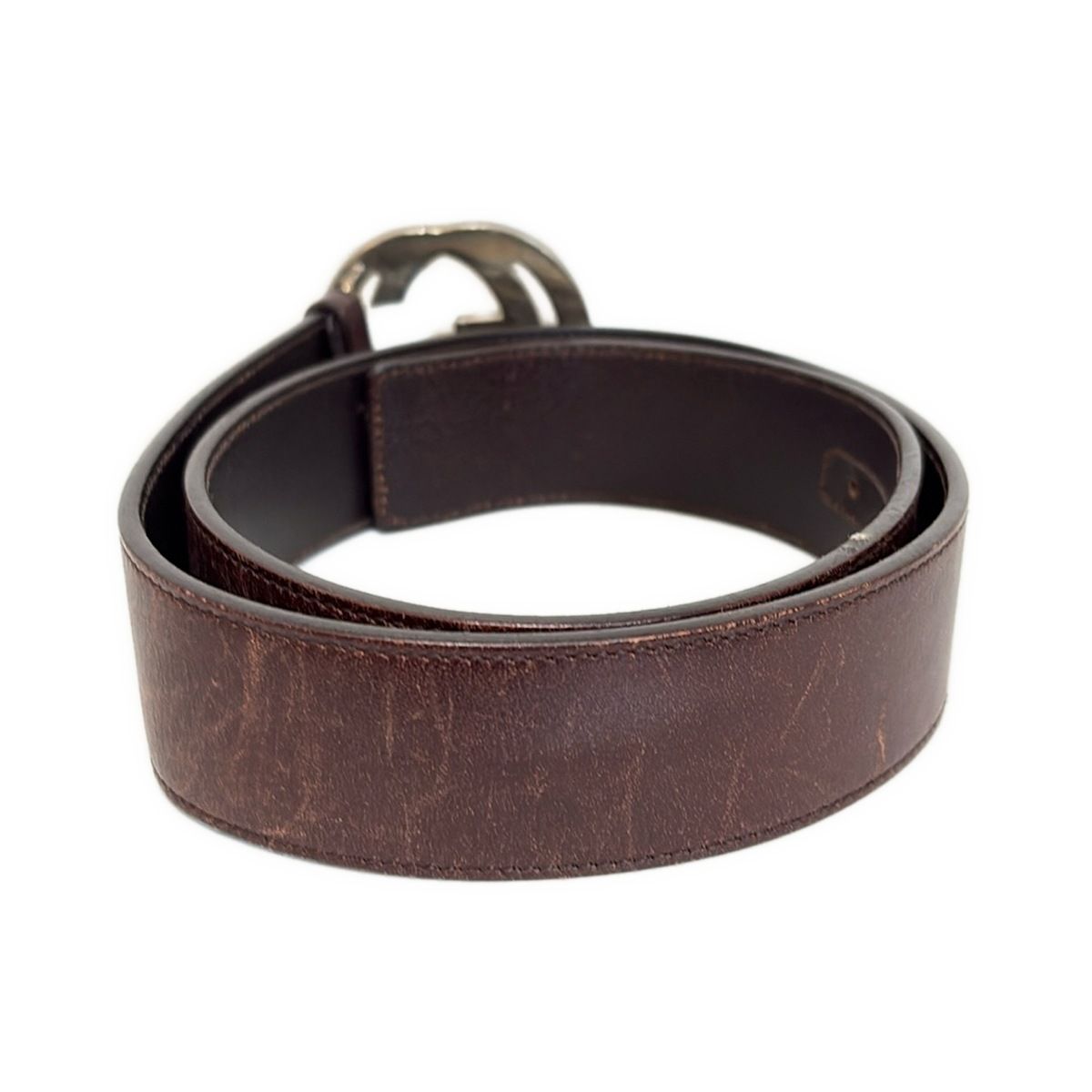 GUCCI(グッチ) ベルト 80/32 - 114984 ダークブラウン×シルバー