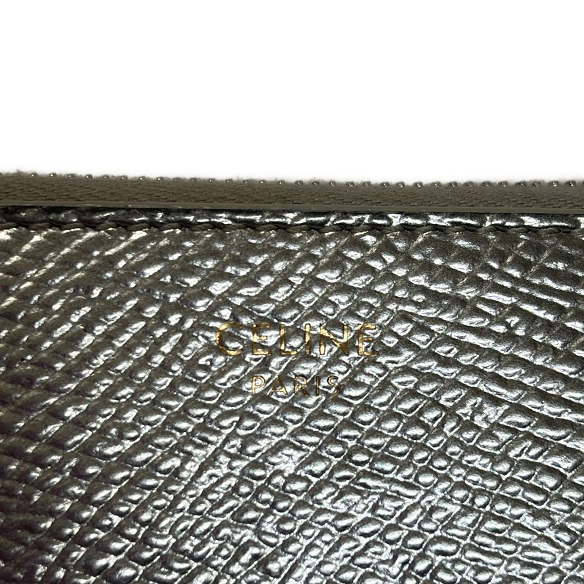  CELINE セリーヌ コインケース シルバー ラウンドファスナー レザー その他 折り財布