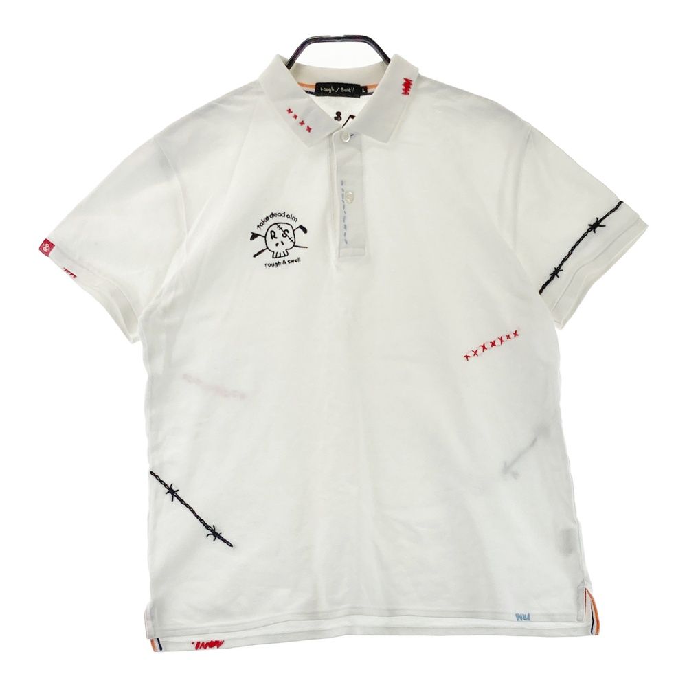 サイズ：L ROUGH&SWELL ラフアンドスウェル 半袖ポロシャツ ホワイト系