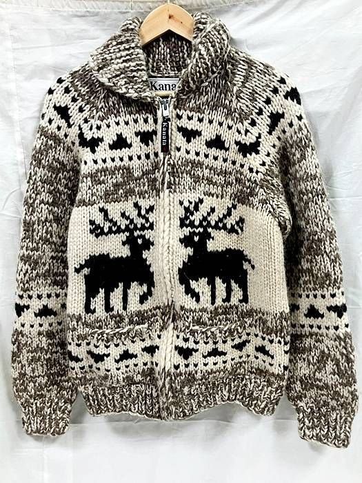 新品同様】KANATA カナタ ウールカウチンセーター トナカイ柄 ブラウン