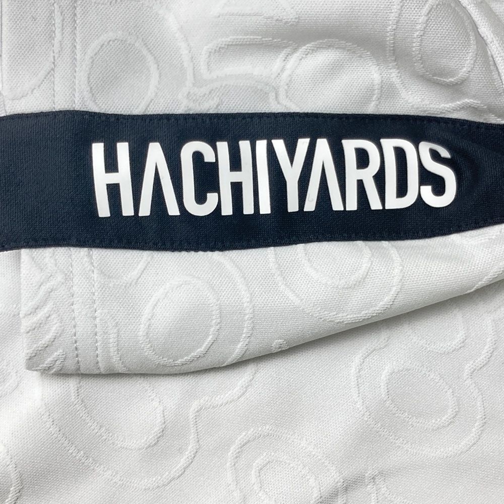 サイズ：L 8YARDS ハチヤーズ 半袖ポロシャツ 総柄 ホワイト系