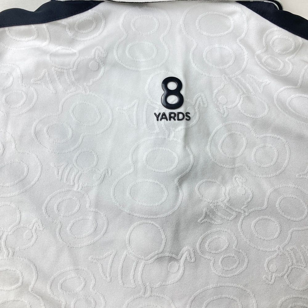 サイズ：L 8YARDS ハチヤーズ 半袖ポロシャツ 総柄 ホワイト系