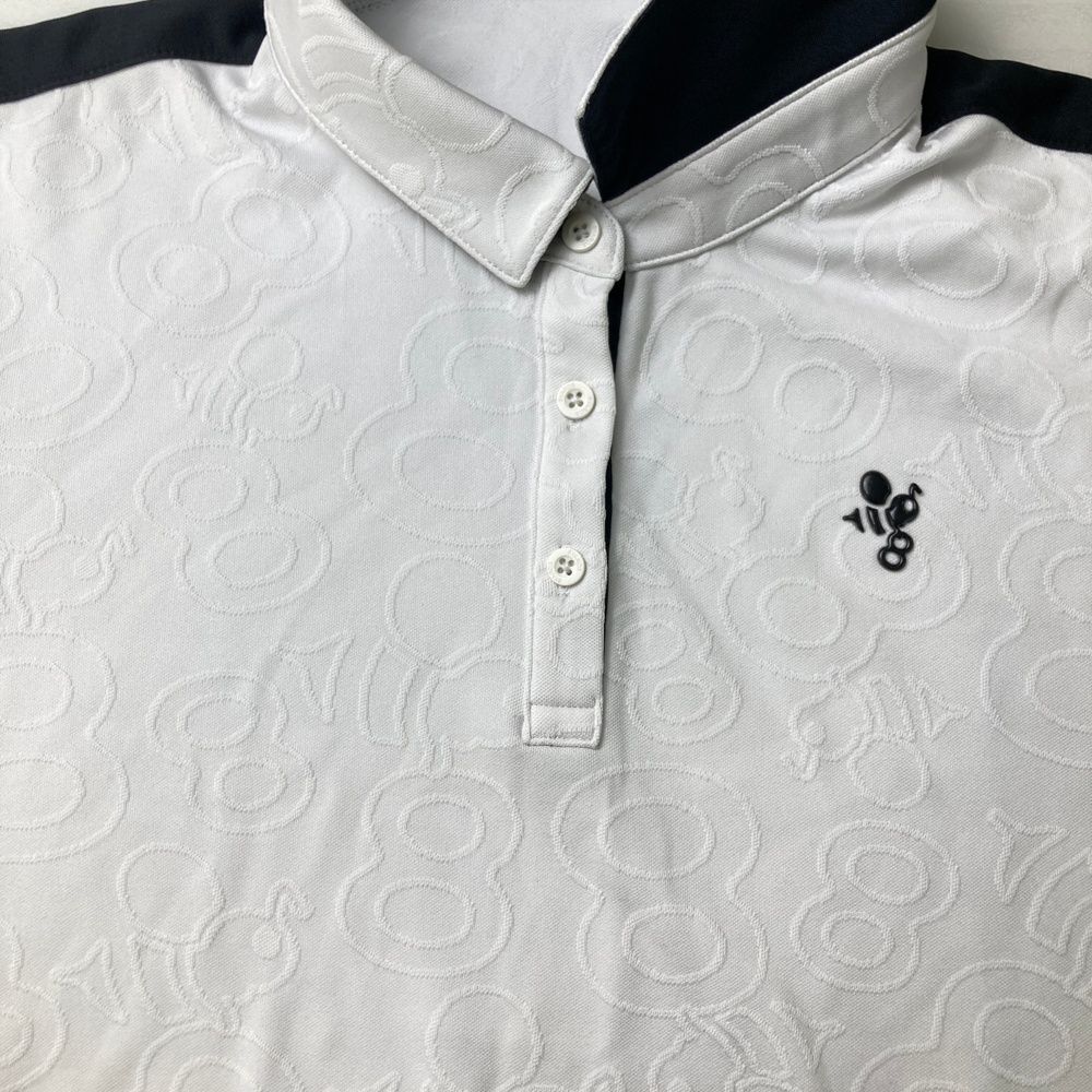 サイズ：L 8YARDS ハチヤーズ 半袖ポロシャツ 総柄 ホワイト系