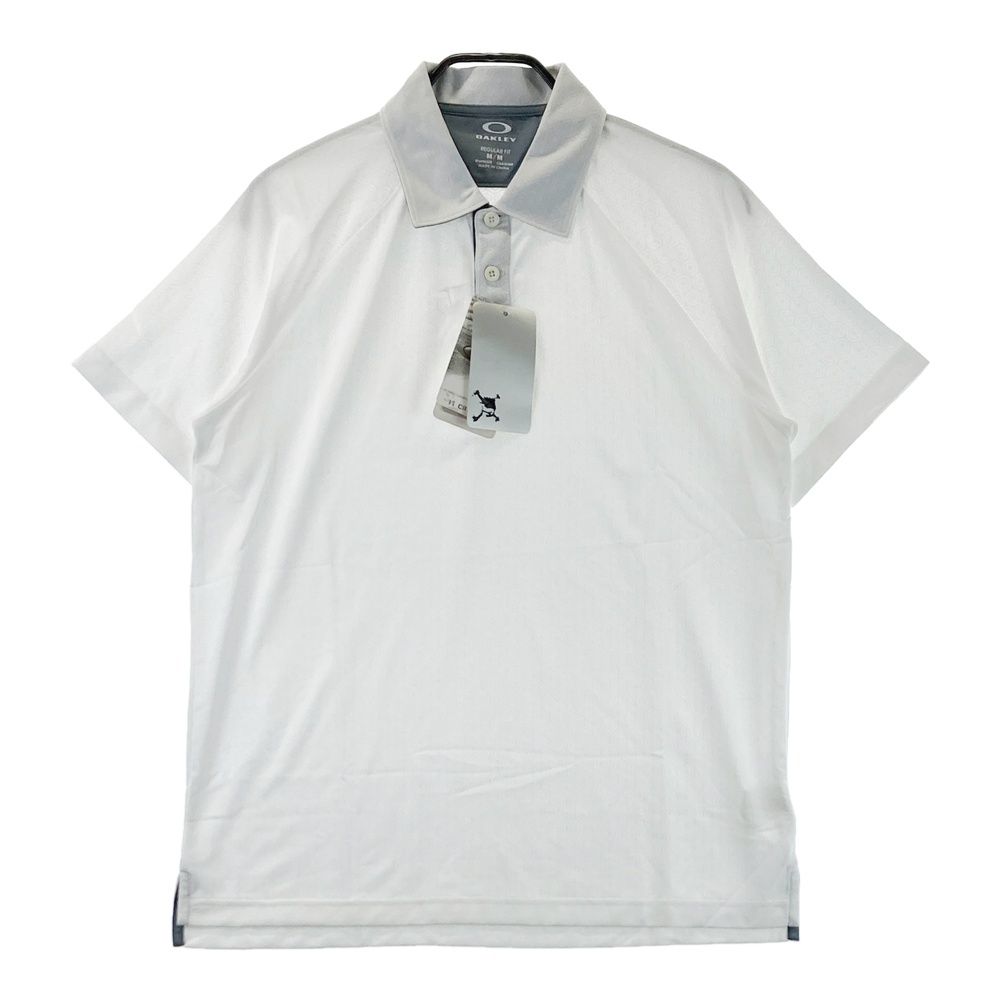 サイズ M OAKLEY オークリー 半袖ポロシャツ 総柄 ホワイト系 ゴルフウェア メンズ ストスト