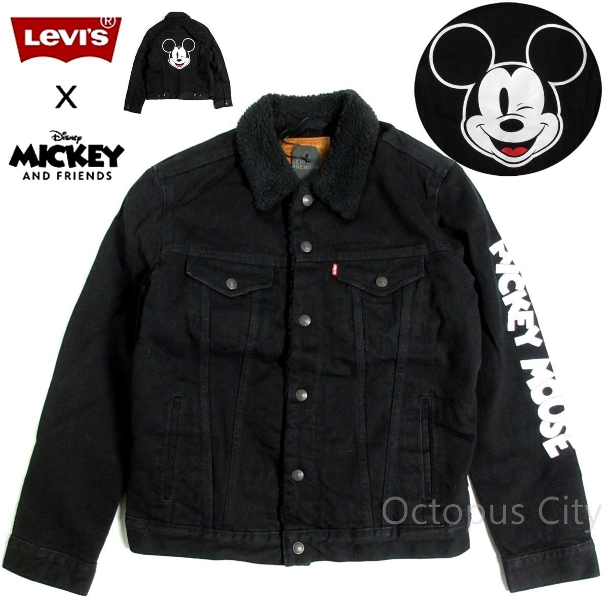 マウジー★ミッキーボアジャケット★ディズニー★ブラック メンズ 日本サイズ M リーバイスサイズ S 】未使用 リーバイス