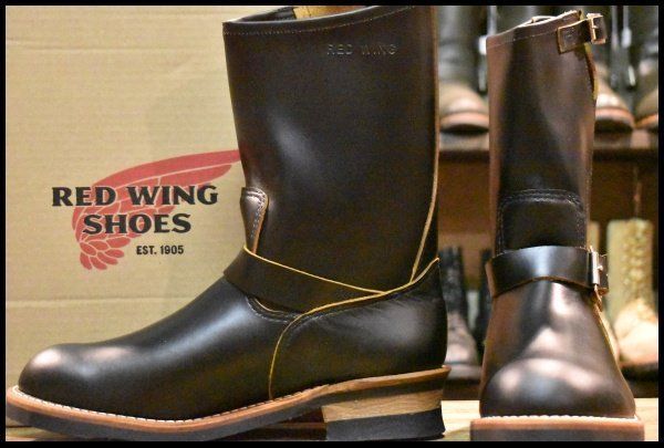 10 D 25年 レッドウィング 2966 ブラック クローンダイク エンジニア 黒 茶芯 スチール無し ブーツ redwing FJ 058