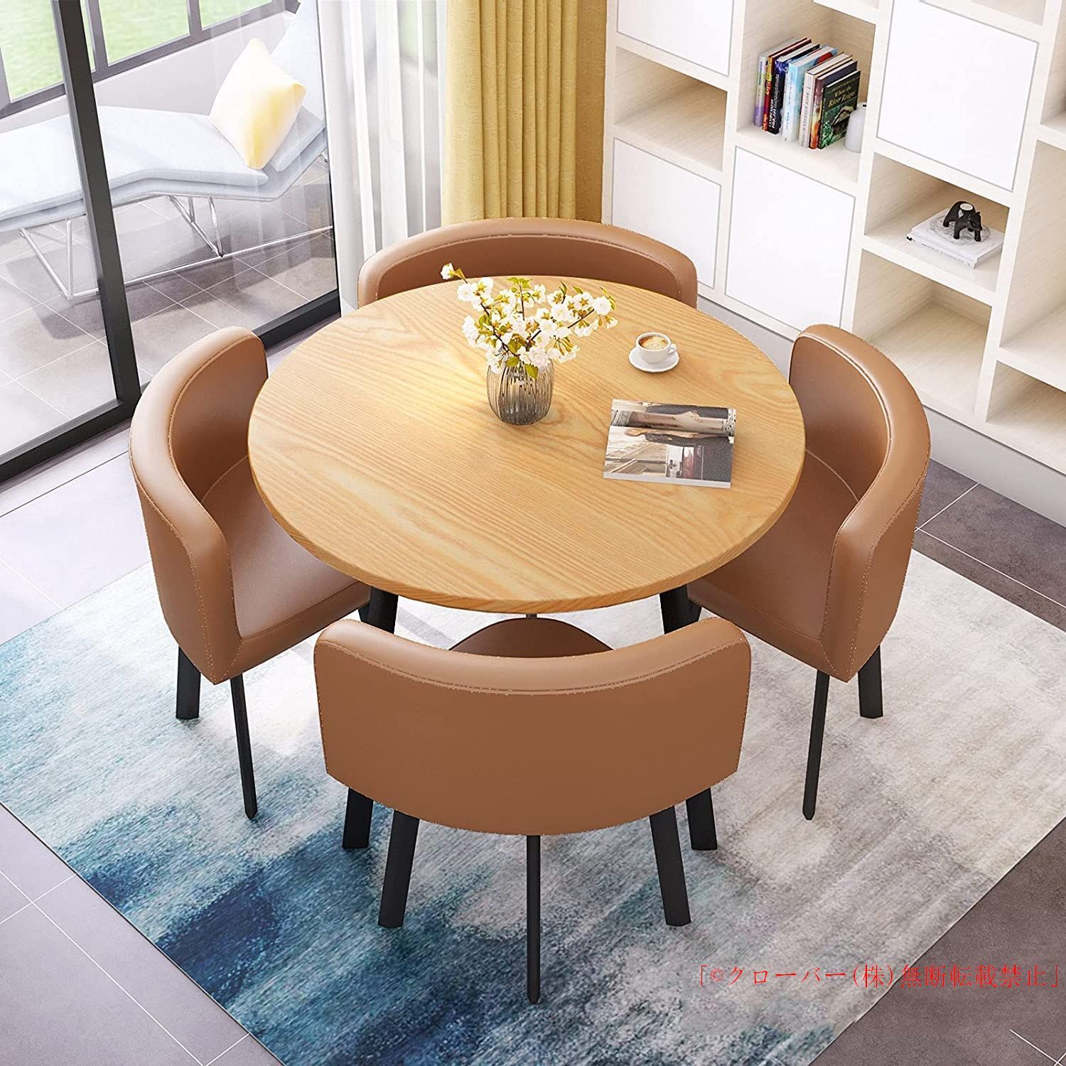 丸テーブルセット4人用ダイニングセット食卓セットダイニングルームとキッチン用モダンデザインテーブルと椅子セットホームキッチン4人掛け