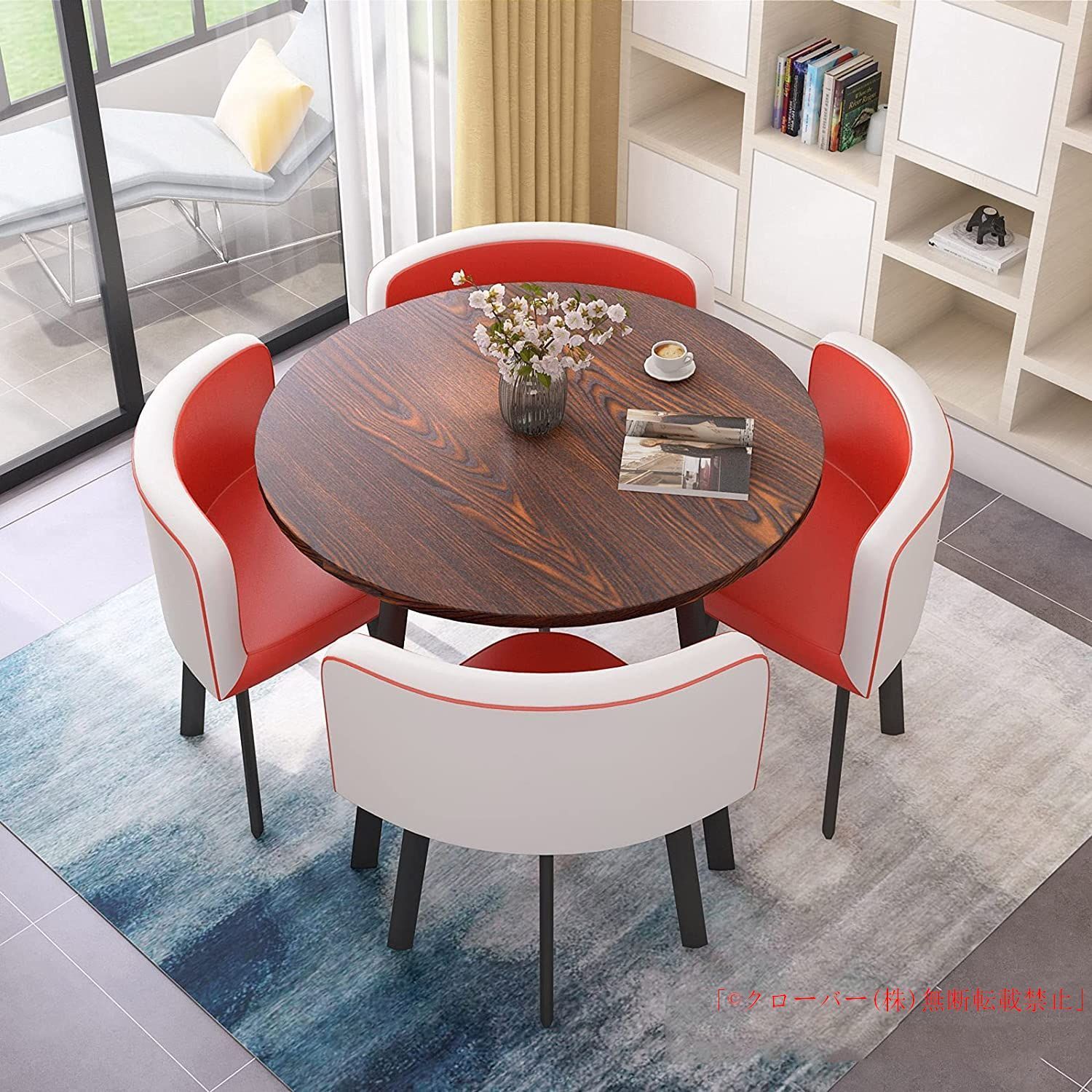 丸テーブルセット4人用ダイニングセット食卓セットダイニングルームとキッチン用モダンデザインテーブルと椅子セットホームキッチン4人掛け