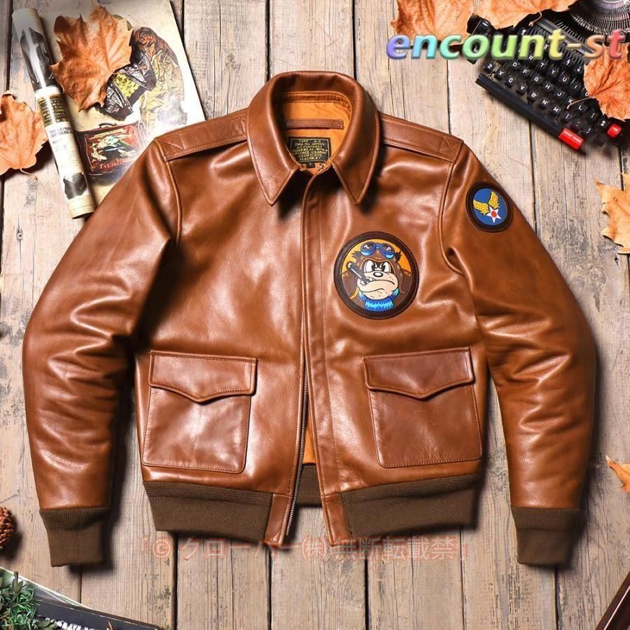 グレートエスケープa 2フライトスーツジャケットのパットンバージョン ワックス加工牛革アメリカンレトロメンズラペルレザージャケットショ