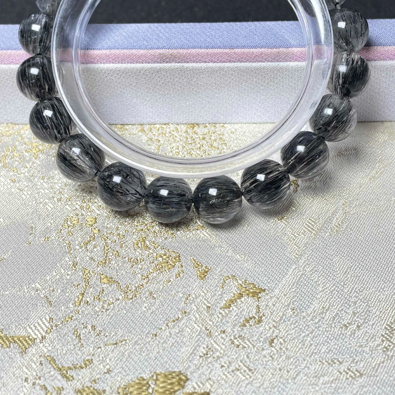 上級 EU製☆ブラックルチルクォーツ☆黒針水晶 ブレスレット