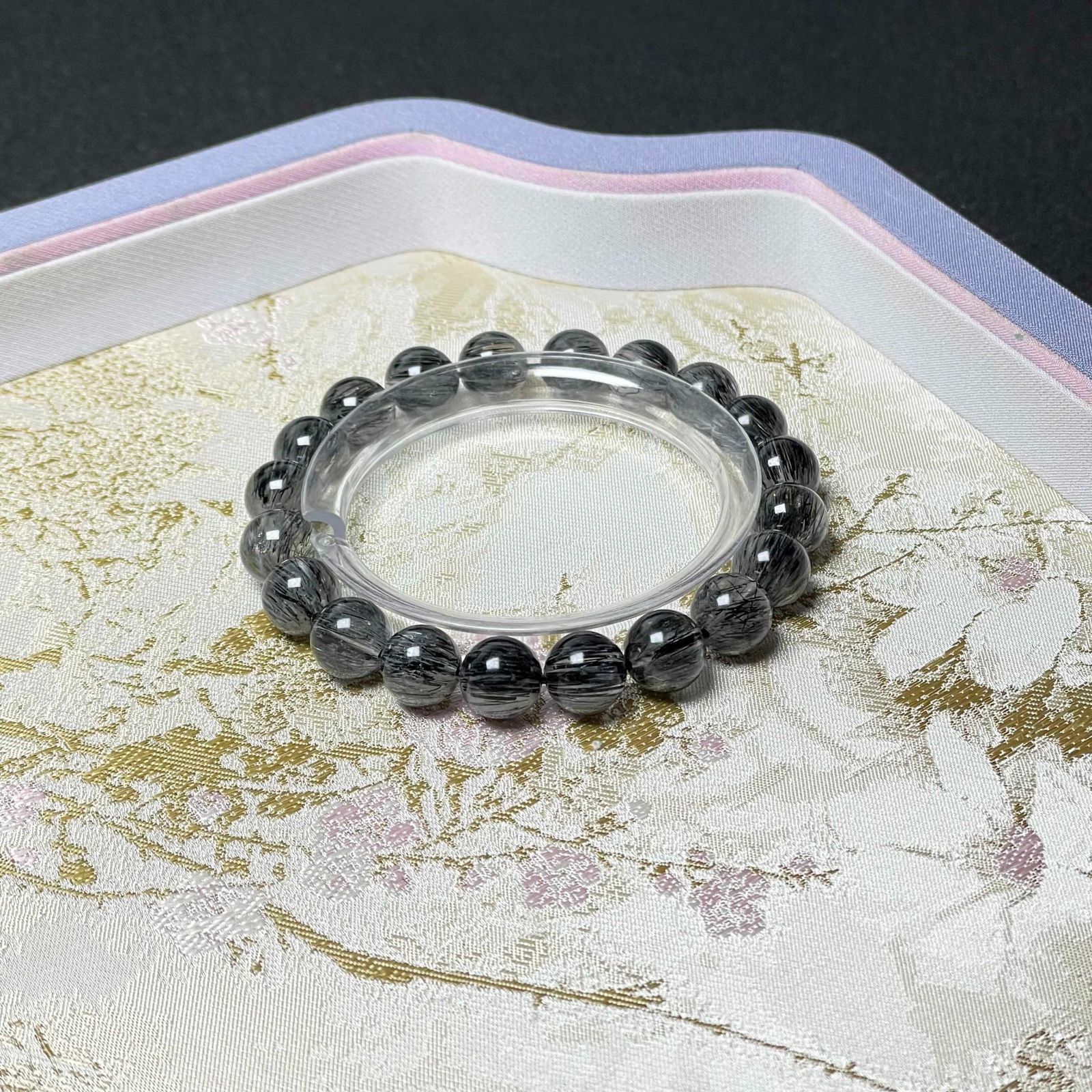 上級 EU製☆ブラックルチルクォーツ☆黒針水晶 ブレスレット