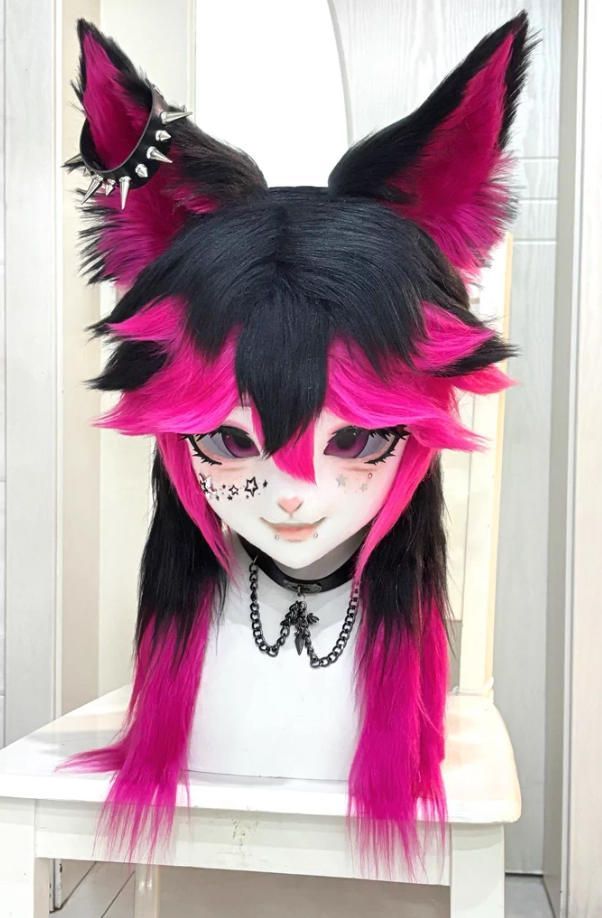 着ぐるみヘッド kigurumi NO 189 キツネ ピンク ファースーツ 全頭ヘッド ケモノ マスク ぬいぐるみ コスプレ コスチューム