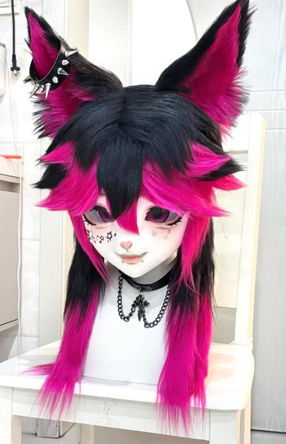 着ぐるみヘッド kigurumi NO 189 キツネ ピンク ファースーツ 全頭ヘッド ケモノ マスク ぬいぐるみ コスプレ コスチューム