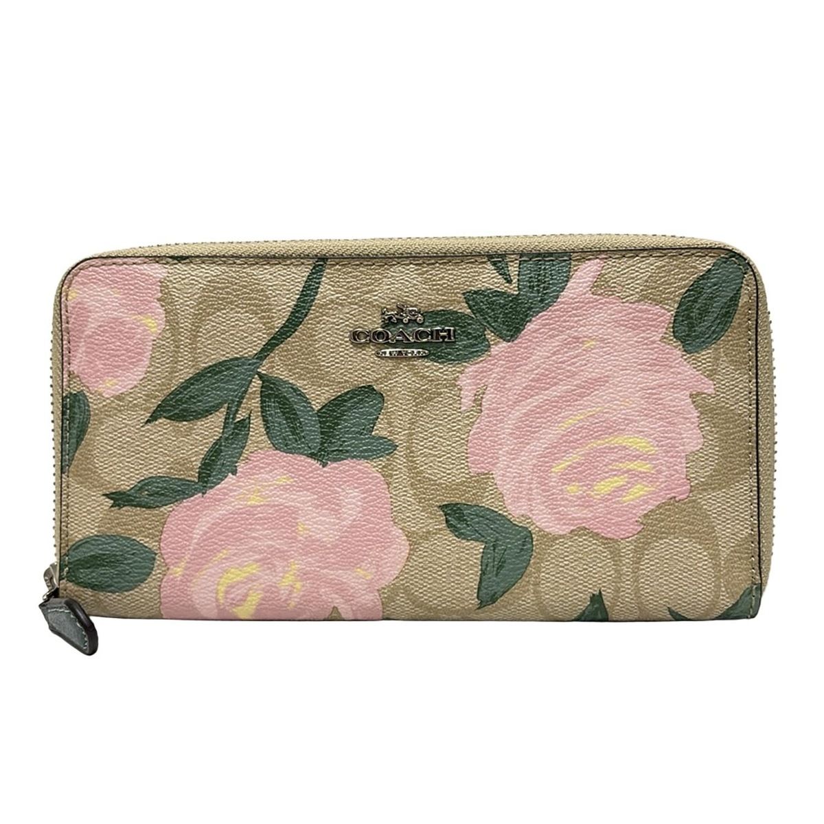 COACH コーチ 長財布 シグネチャー柄 F 26290 ベージュ×ライトピンク×マルチ