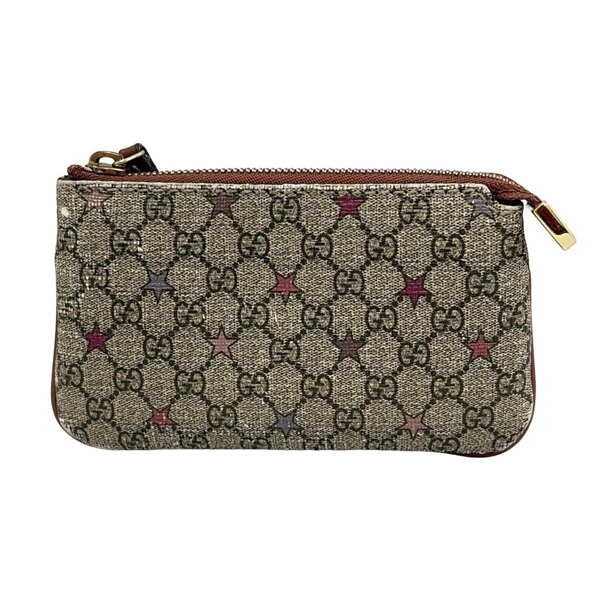 GUCCI グッチ コインケース GGスプリームスター 233183 ダークブラウン アイボリー マルチ キーリング付き レザー