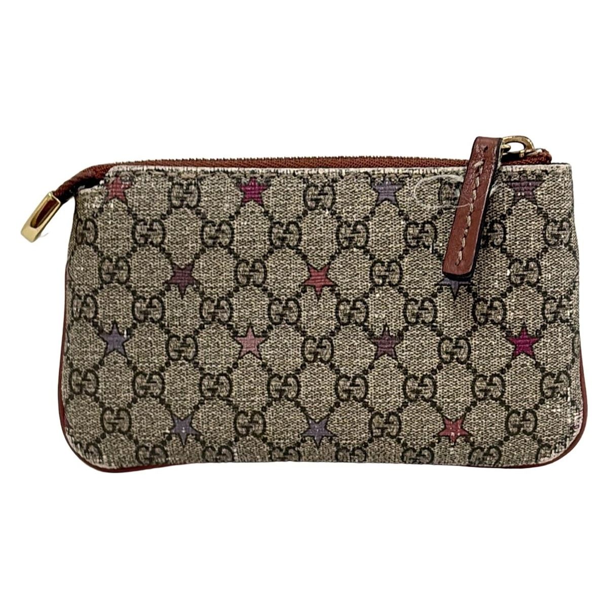 GUCCI グッチ コインケース GGスプリームスター 233183 ダークブラウン アイボリー マルチ キーリング付き レザー