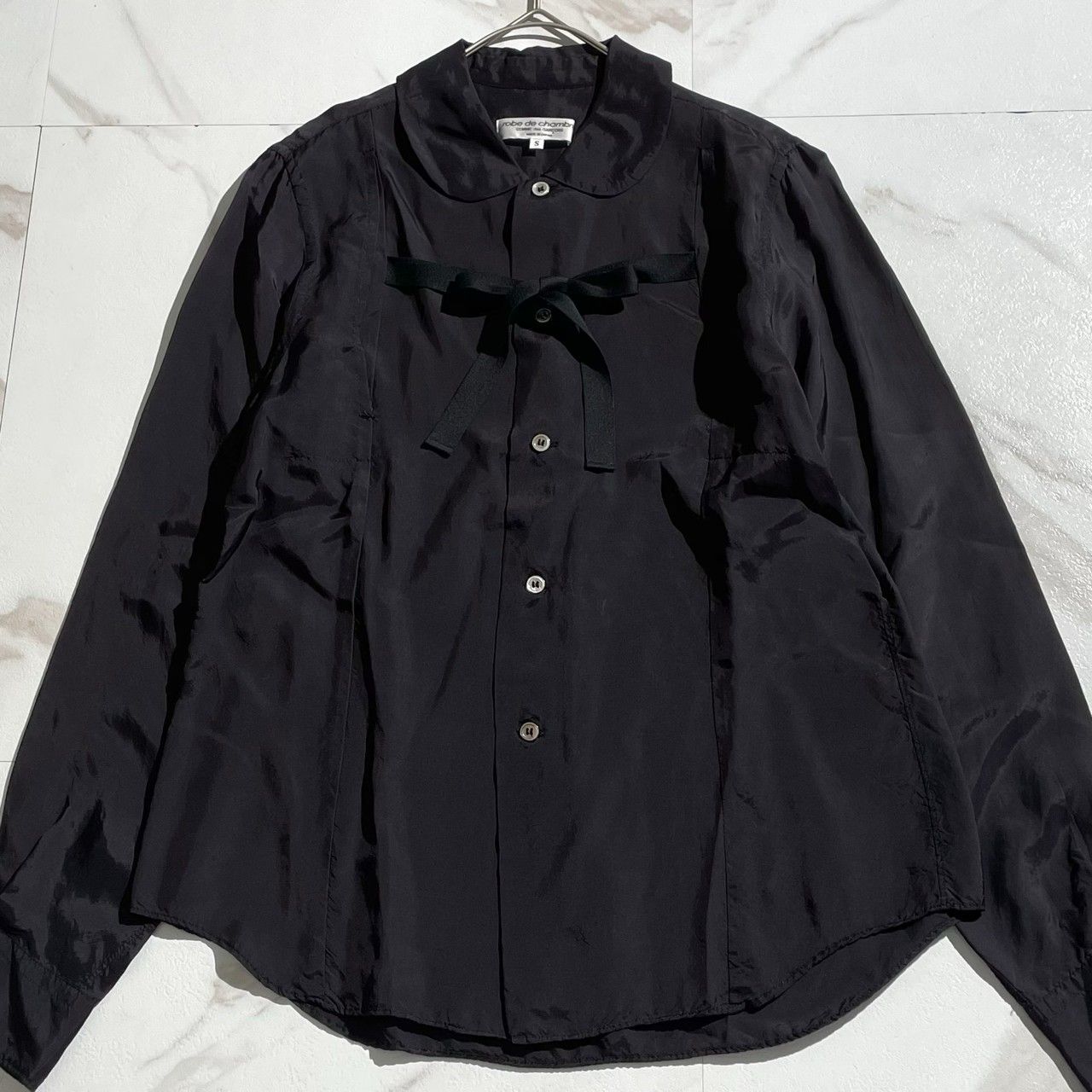 コムデギャルソン　リボンシャツ 黒 XS 希少✨robe de chamble COMME des GARCONS ローブデシャンブル