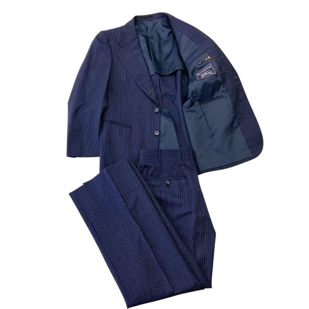 バーバリー メンズ スーツ ネイビー ストライプ シングル パンツ セットアップ