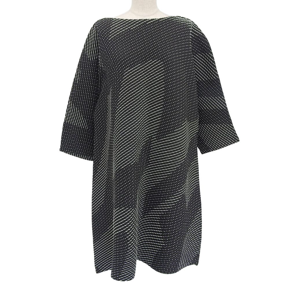 ISSEY MIYAKE イッセイミヤケ 美品 ウール混 総柄 ステッチ プリーツ