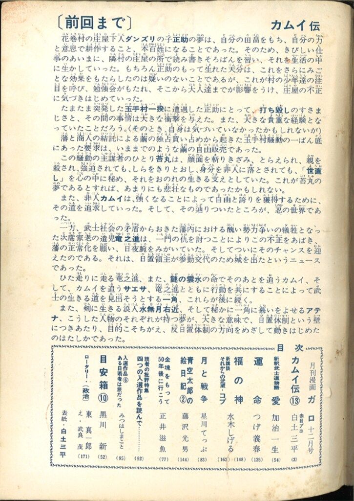 青林堂 1965年(昭和40年)の漫画雑誌 月刊ガロ1965年(昭和40年)12月号