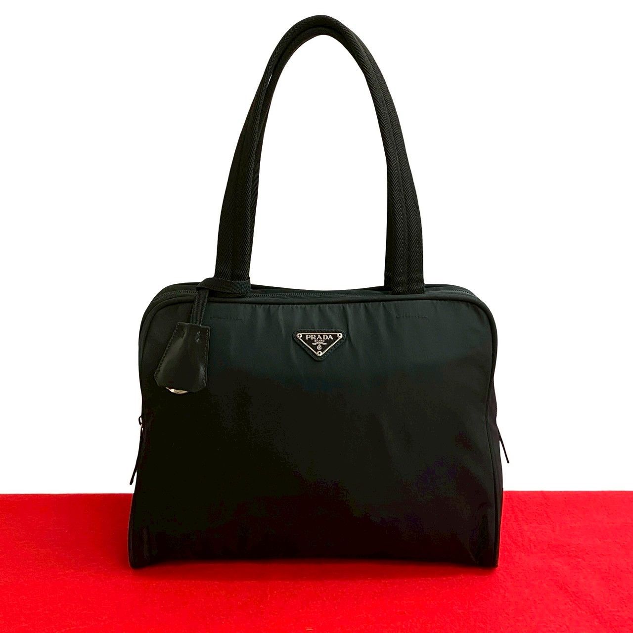 極 美品 PRADA プラダ 三角ロゴ プレート 金具 テスート ナイロン