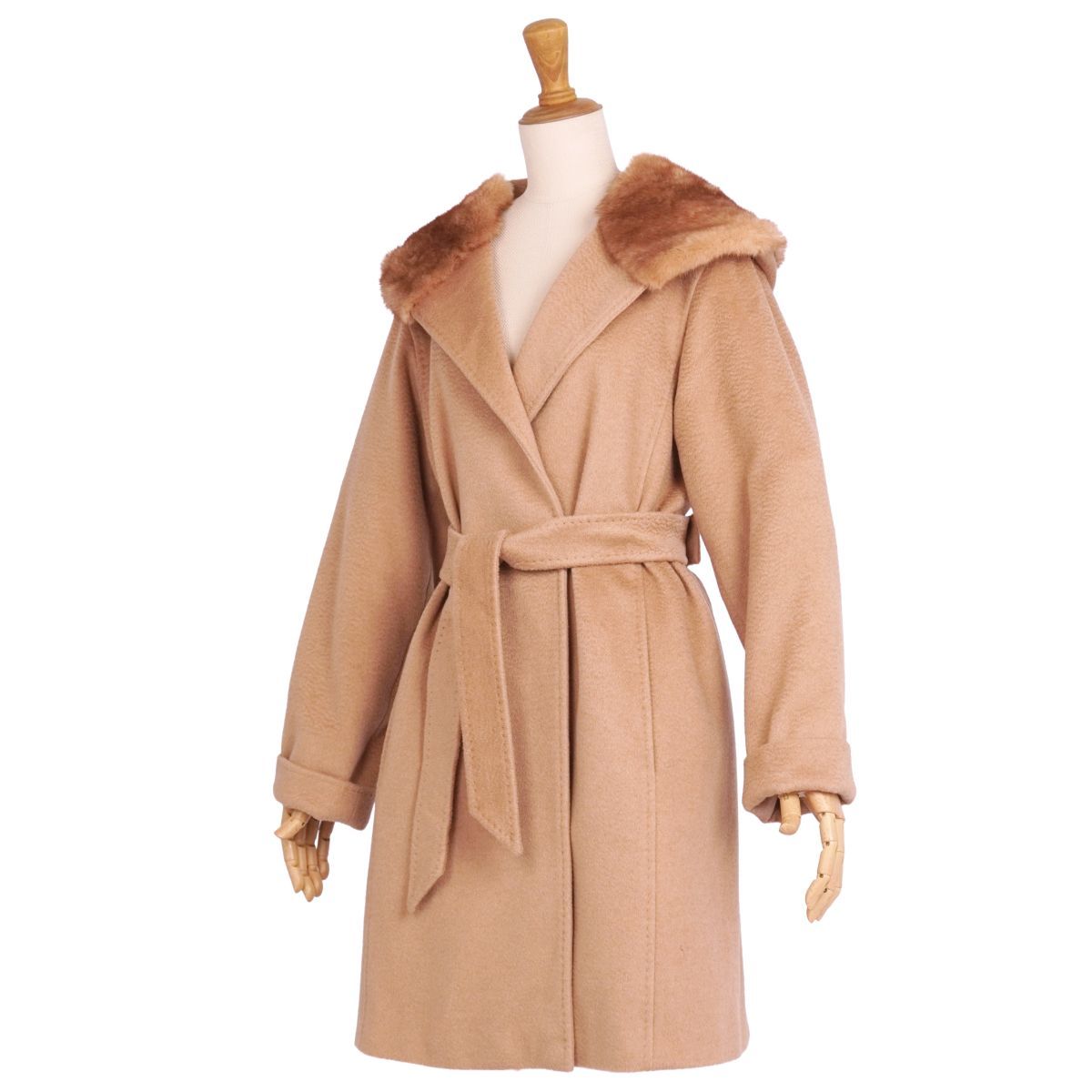 Max Mara マックスマーラ キャメル100% ベルト ジャケット 白タグ 美品 マックスマーラ 白タグ キャメル100% ダブルジャケット 44サイズ