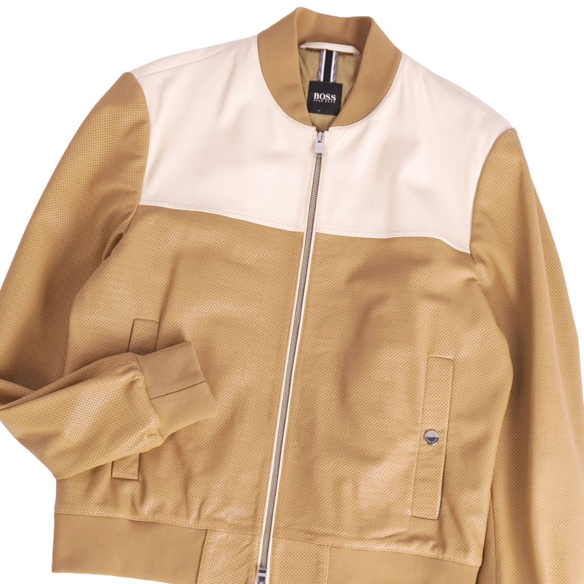 美品 ヒューゴボス HUGO BOSS ジャケット レザージャケット ジップアッ