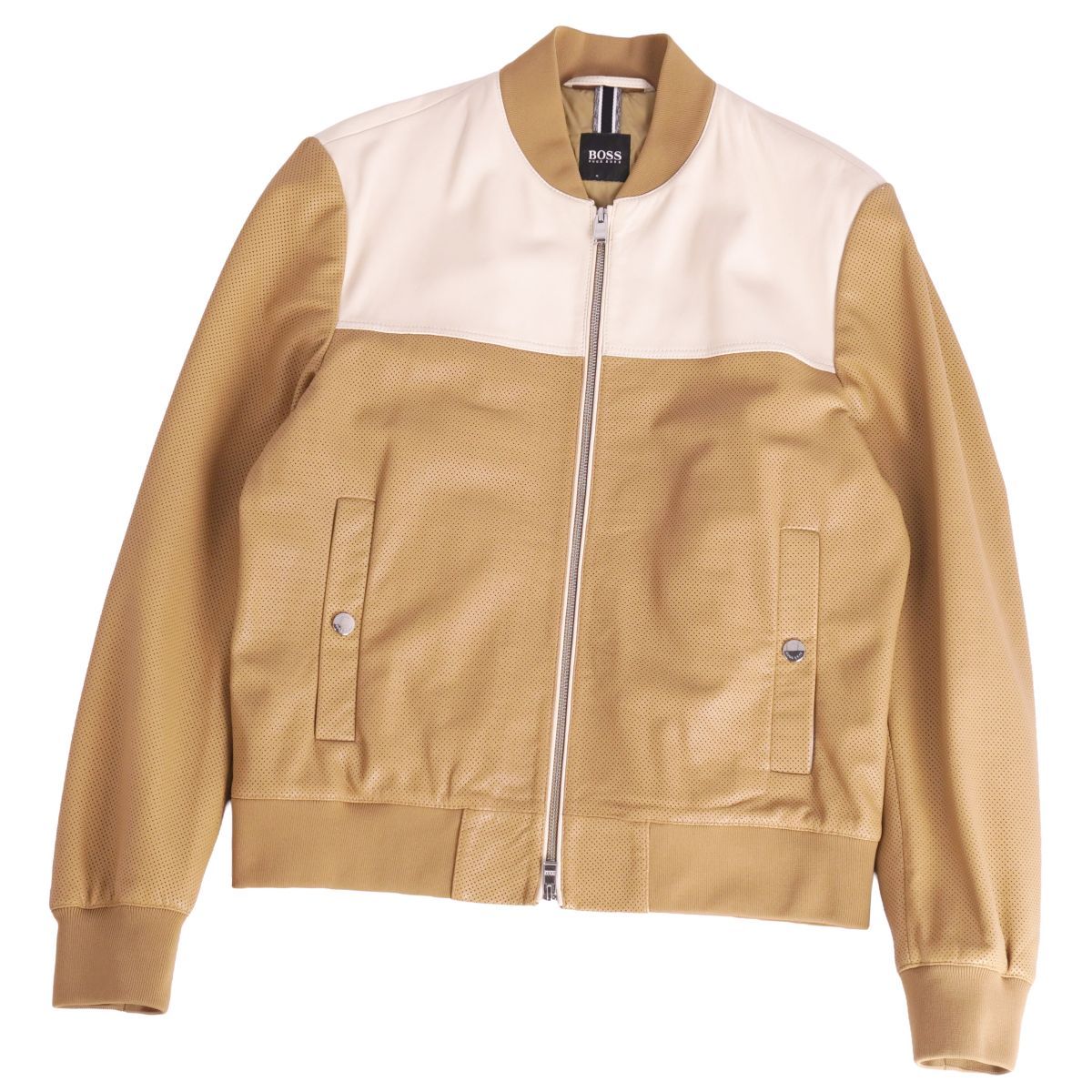 美品 ヒューゴボス HUGO BOSS ジャケット レザージャケット ジップアッ