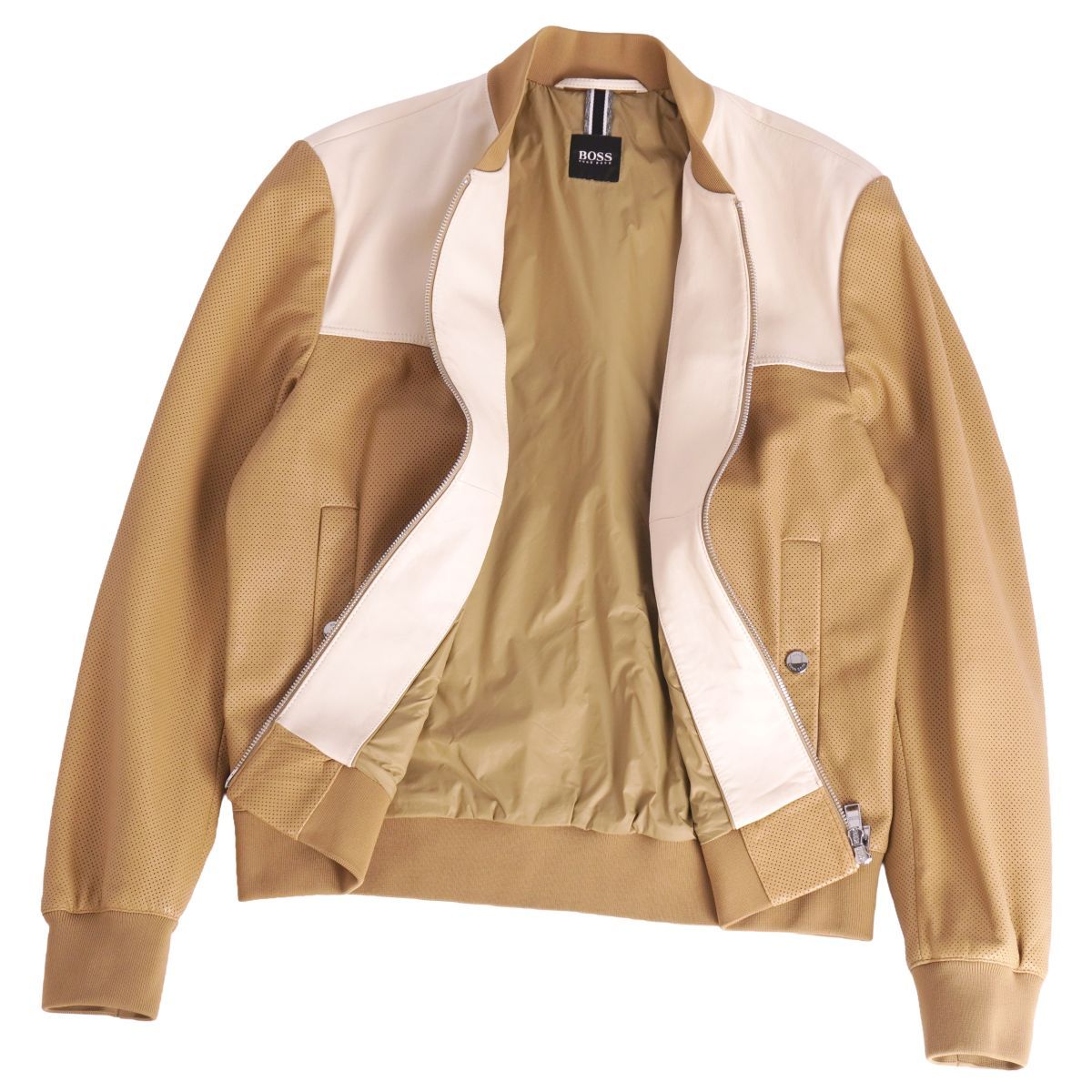 美品 ヒューゴボス HUGO BOSS ジャケット レザージャケット ジップアッ