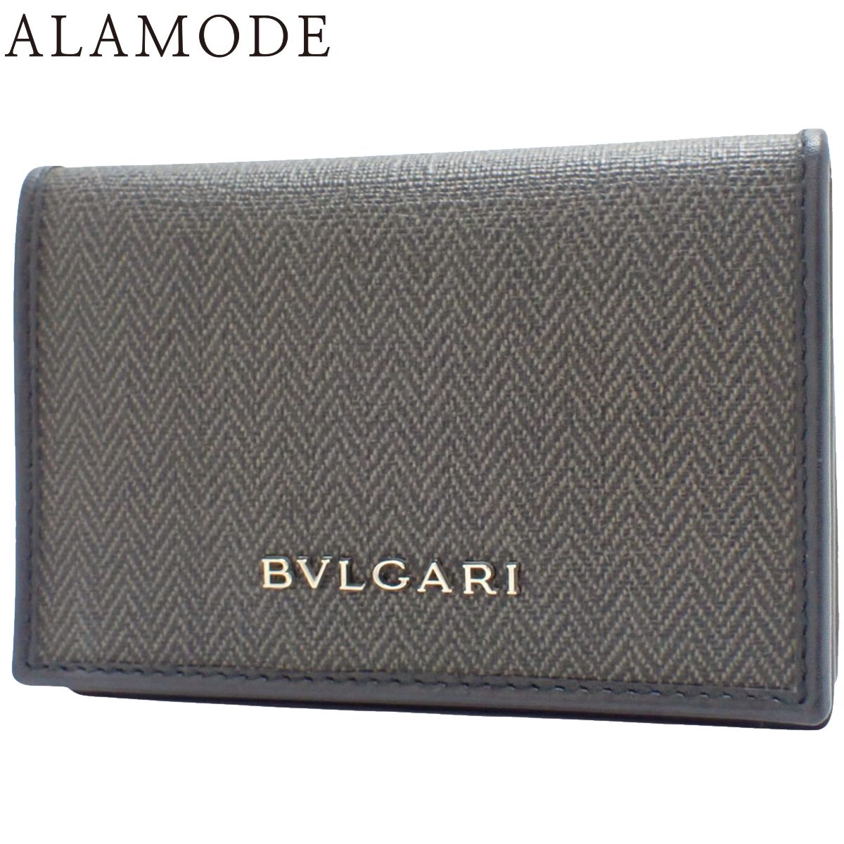 BVLGARI ブルガリ WEEKEND ウィークエンド 名刺入れ カードケース パスケース 定期入れ カードホルダー 小物 PVCコーティングキャンバス レザー ブラック黒 グレー 32588 アラモード