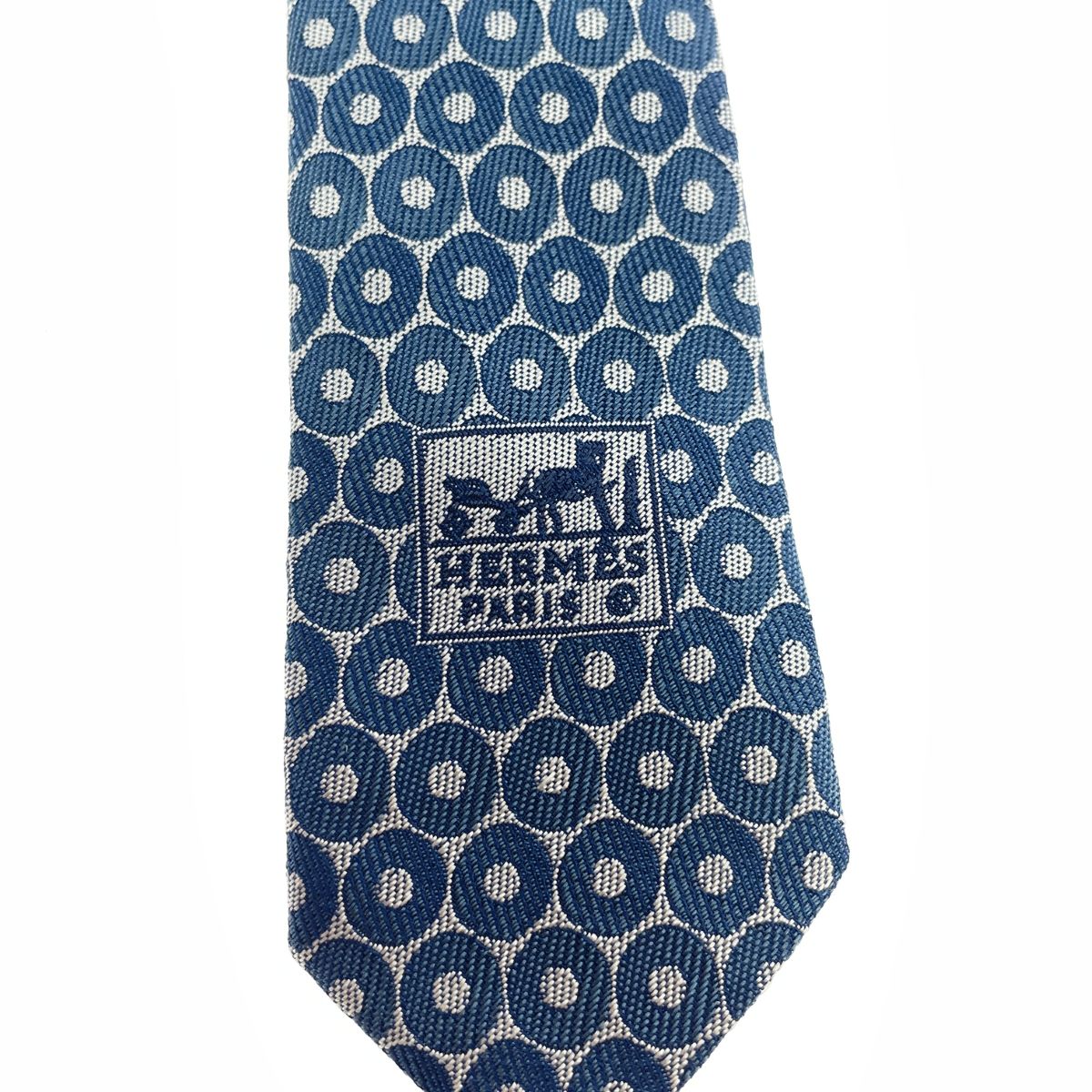 HERMES エルメス ネクタイ シルク100％/総柄 シルク100％ ブルー