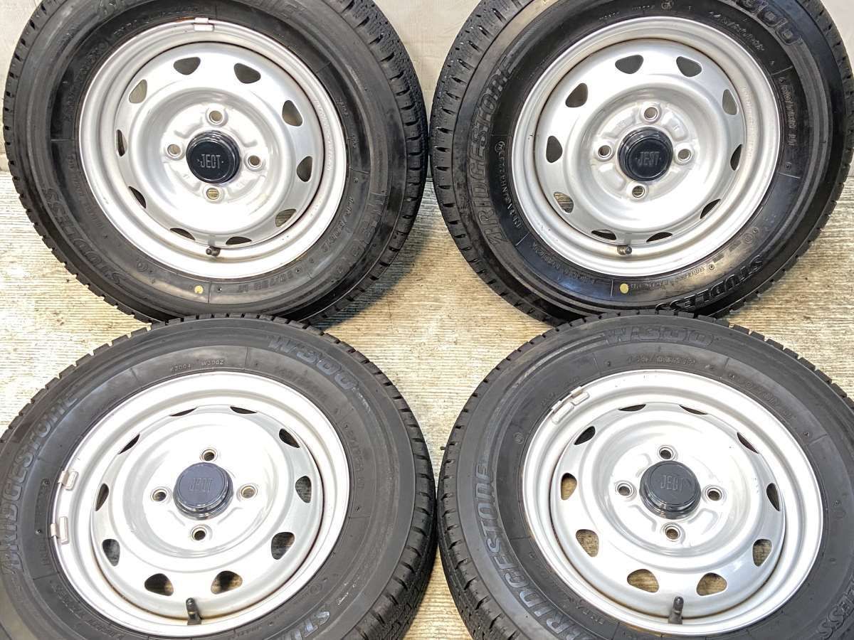 145/80R12 80/78LT ブリヂストン W300 JECT T3 12x3.5 100-4穴 中古