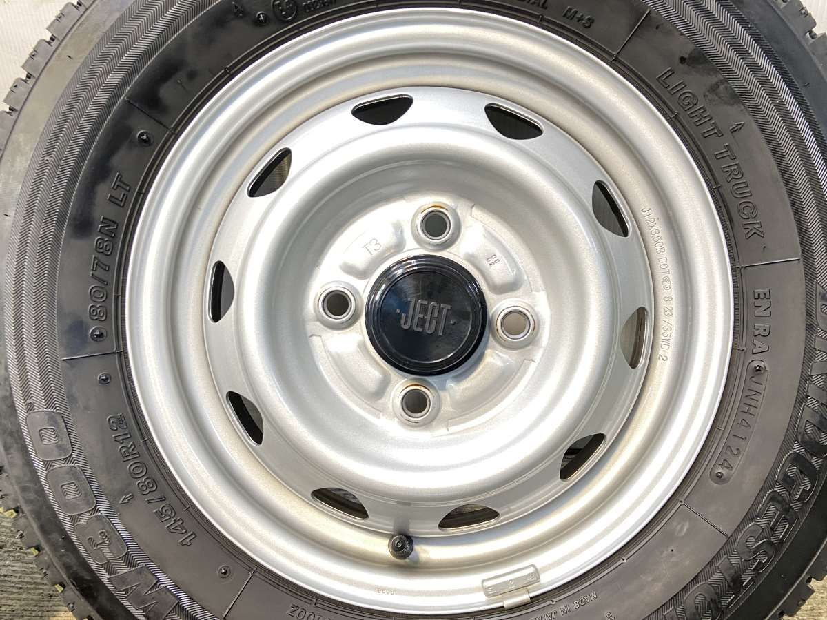 145/80R12 80/78LT ブリヂストン W300 JECT T3 12x3.5 100-4穴 中古