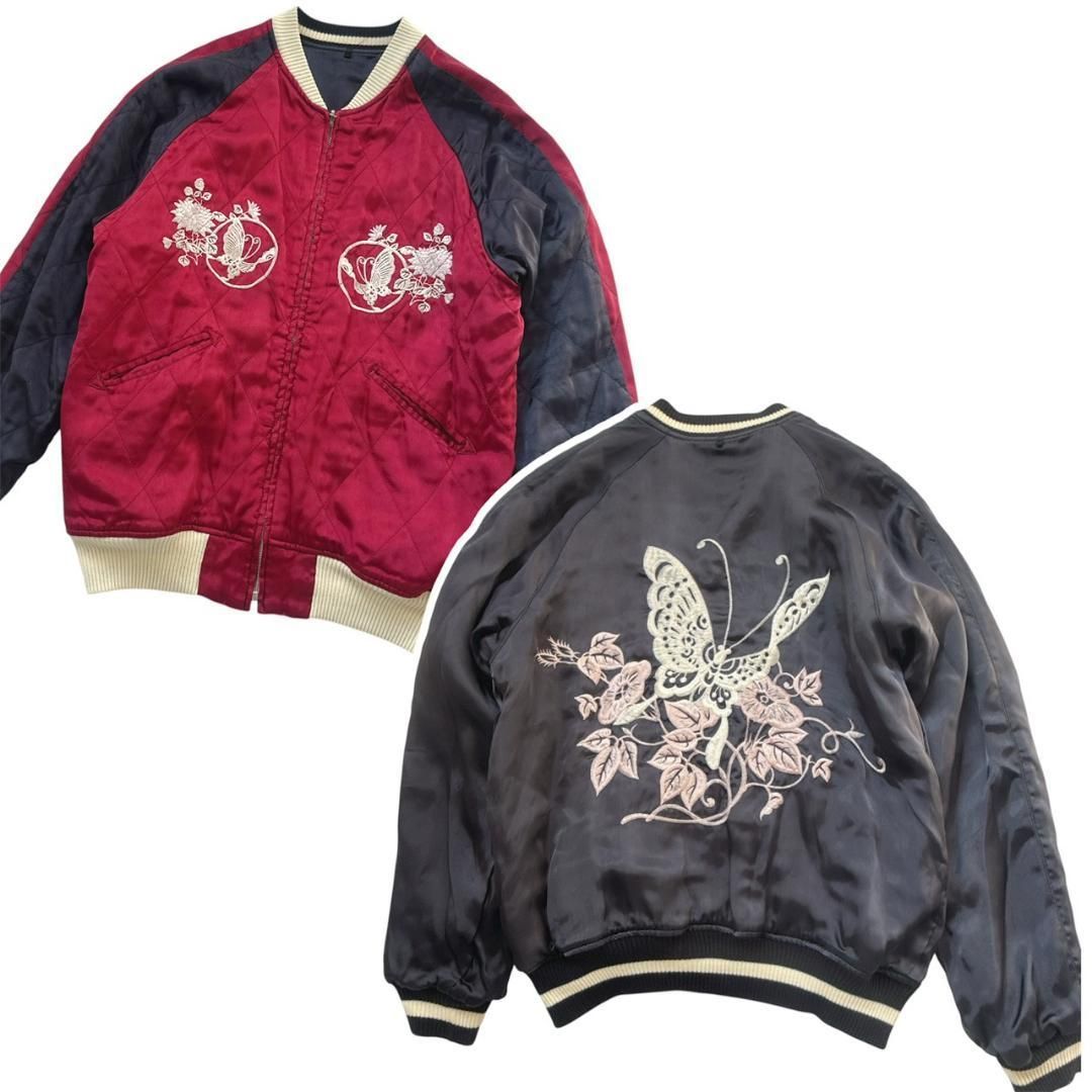 ハリウッドランチマーケット 蝶刺繍スカジャン リバーシブル HRM ハリウッドランチマーケット リバーシブル 刺繍スカジャン 日本製