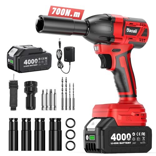 新登場 Uaoaii 電動インパクトレンチ 強力 700 N.m タイヤ交換 小型 ブラシレスモーター 車用 一台３役 電動レンチ ドリルドライバー インパクトドライバー コンパクト＆軽量 充電式 コードレス 4000 mAhバッテリー付き 無