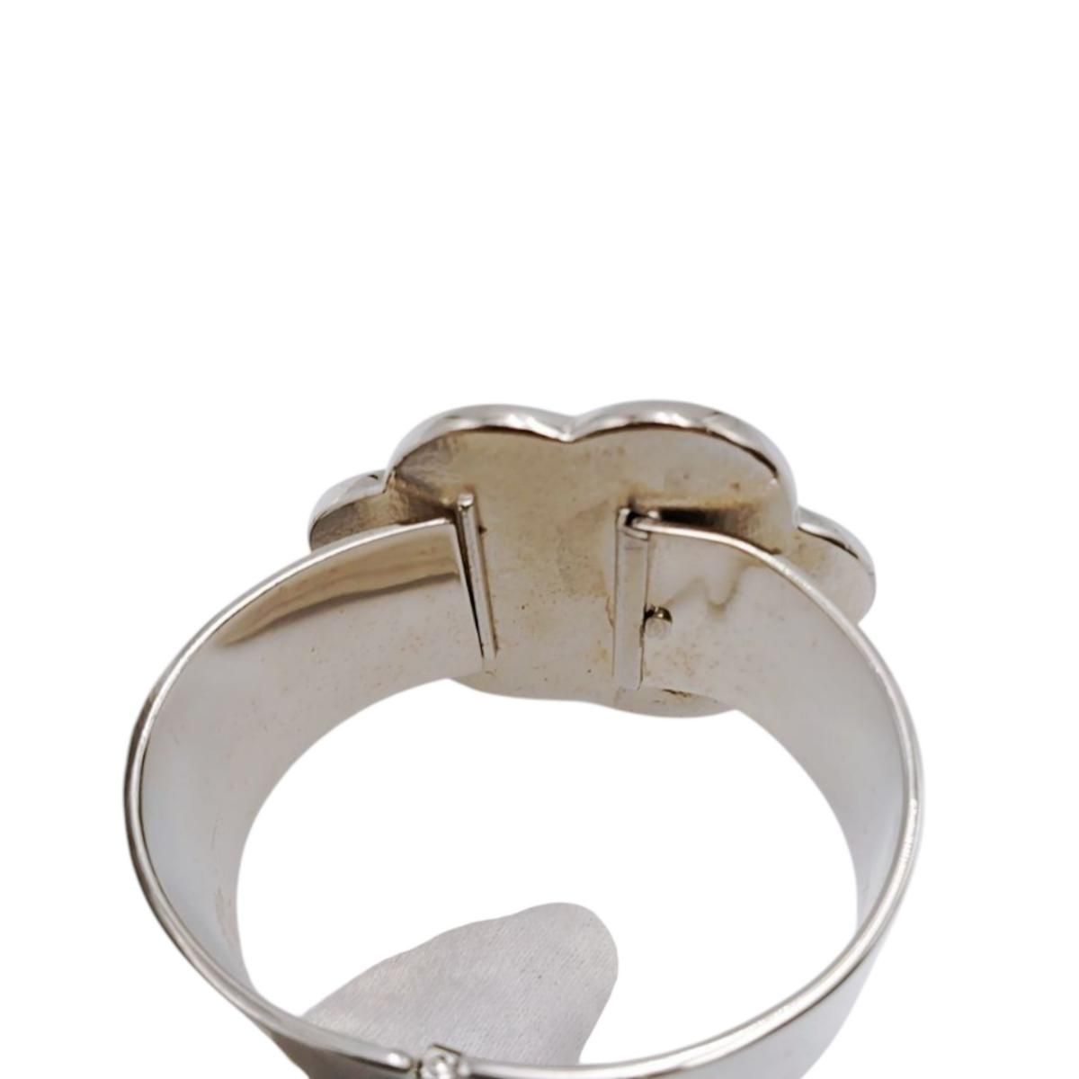 シャネル 98P マメ有 ブレスレット カメリア バングル CHANEL ブラック