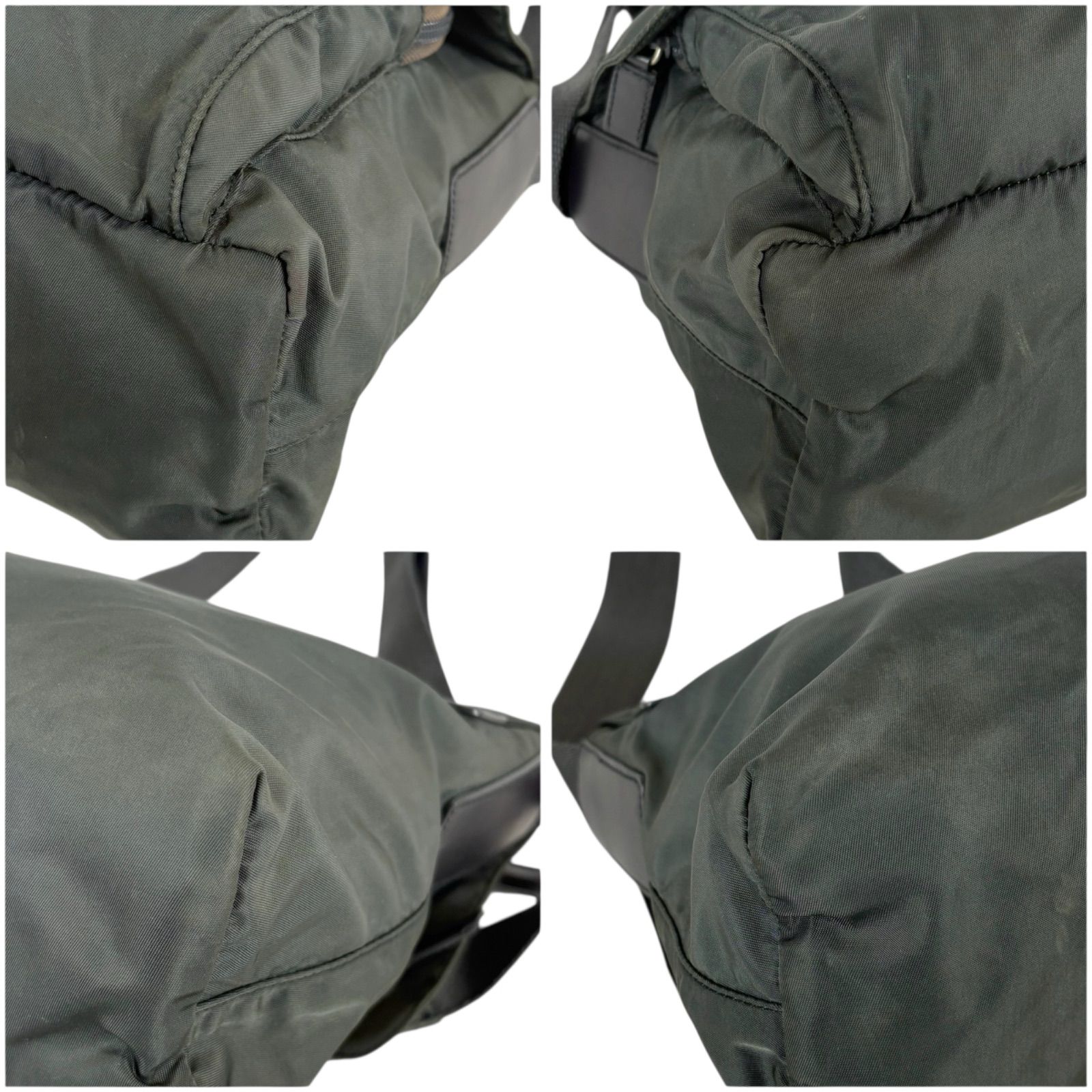 プラダ PRADA トライアングルロゴ クロスボディバッグ カーキ テスート