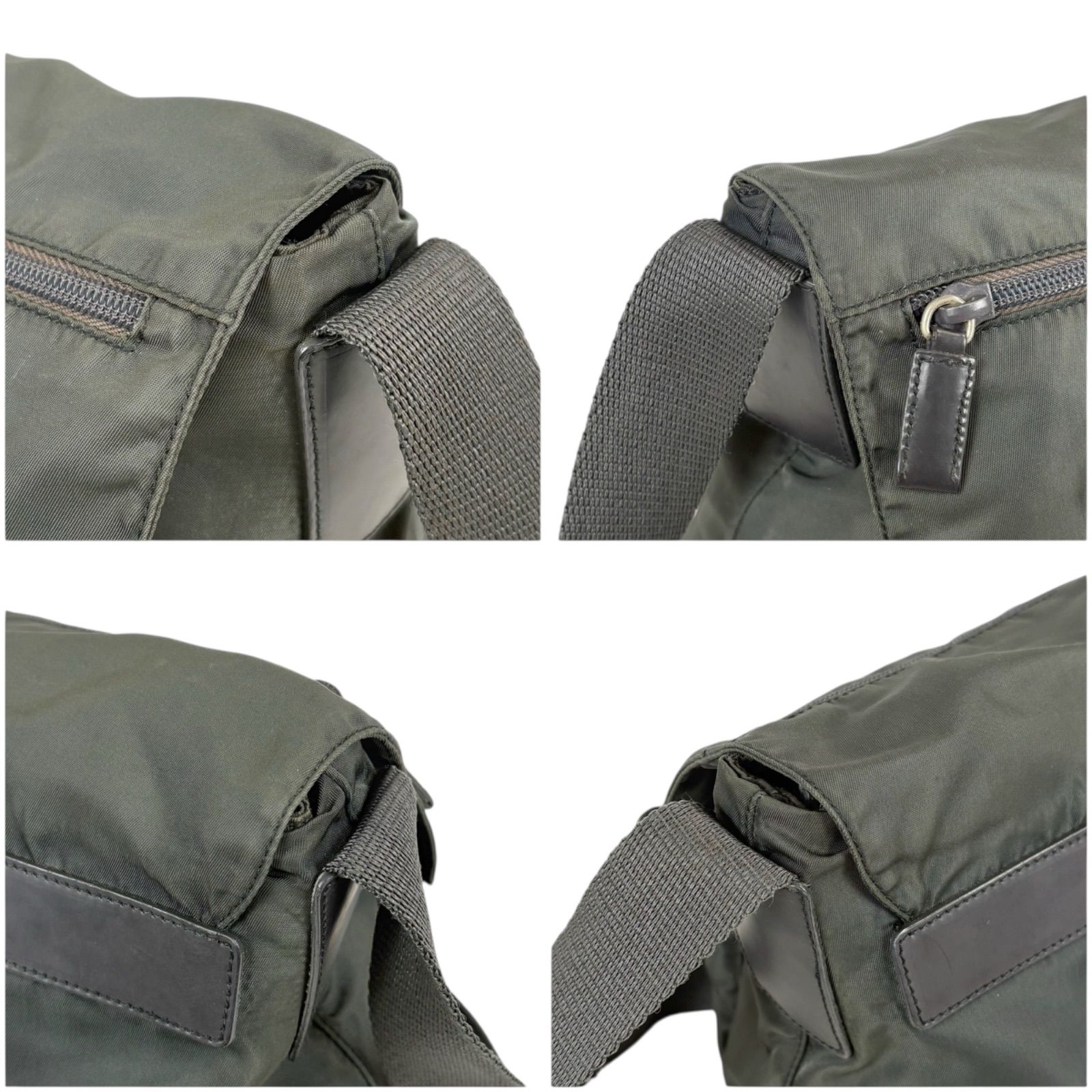 プラダ PRADA トライアングルロゴ クロスボディバッグ カーキ テスート