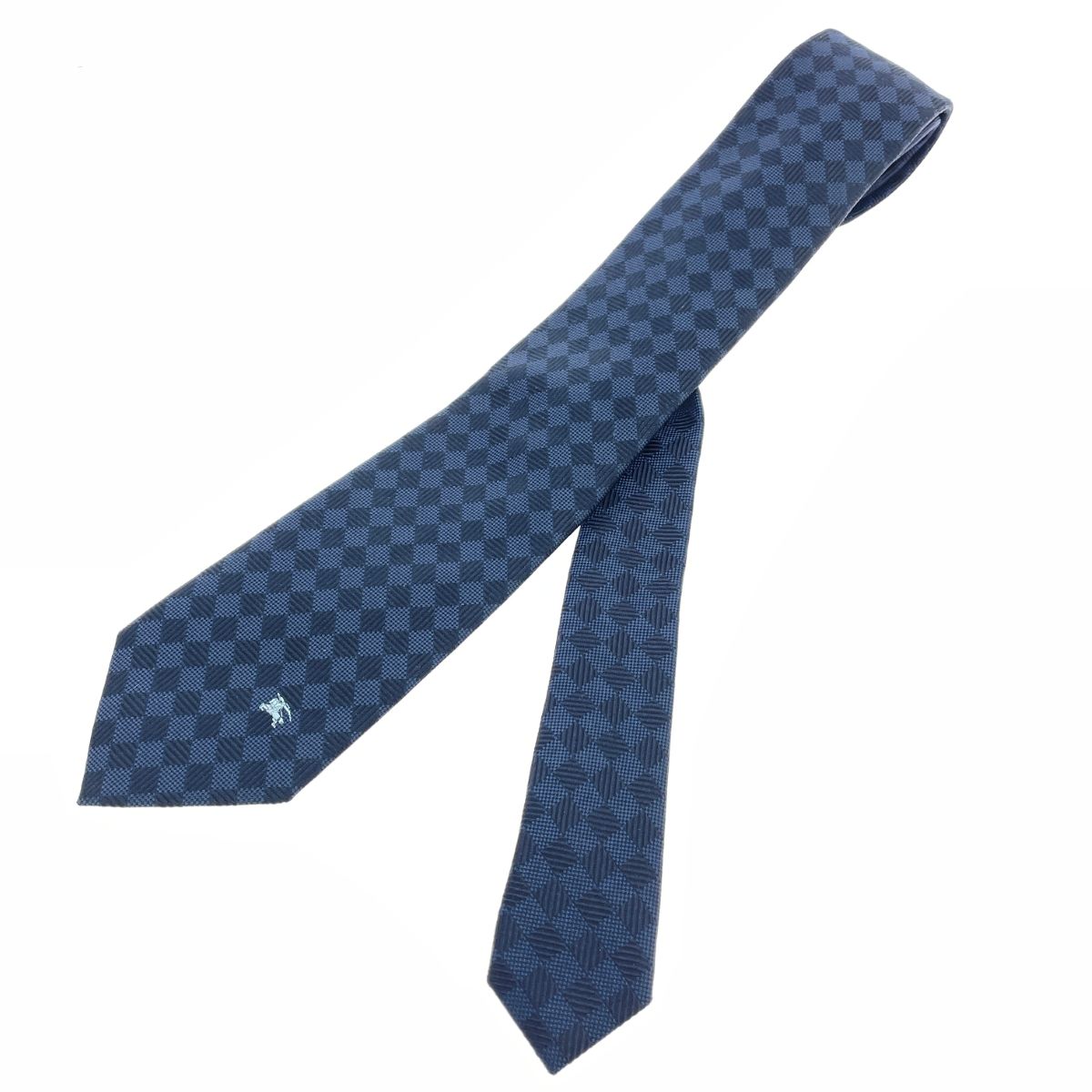 バーバリーブラックレーベル 紺 シルク モノグラム ネクタイ 紺 ネイビー BURBERRY BLACK LABEL バーバリーブラックレーベル ネクタイ