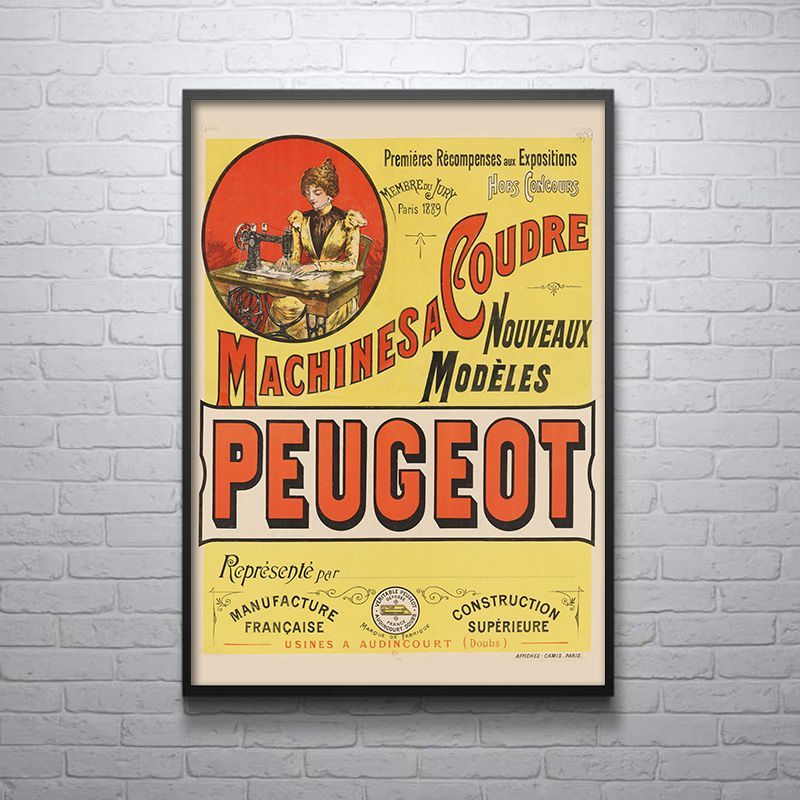 A4サイズ ビンテージ広告 プジョーのミシン 新型モデル PEUGEOT