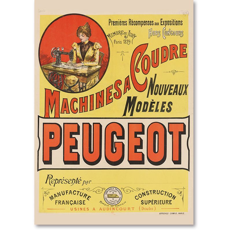 A3サイズ ビンテージ広告 プジョーのミシン 新型モデル PEUGEOT