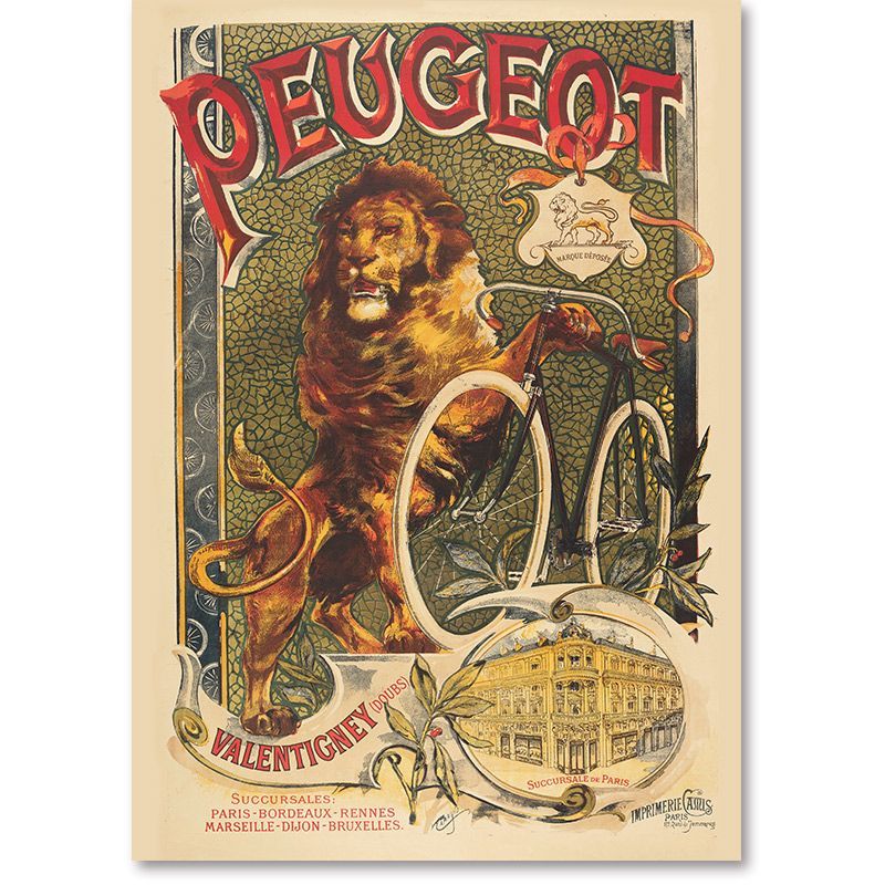 PEUGEOT】プジョー 布 アートポスター 1920年代 ヴィンテージ