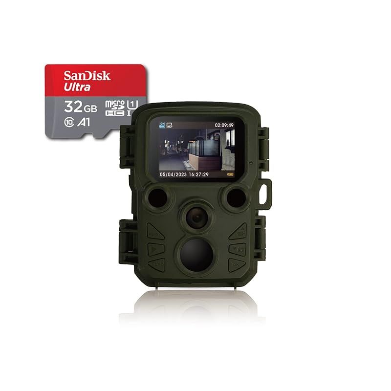 ハンファQセルズジャパン メーカー品 Full HD 防犯カメラ トレイルカメラ 小型 屋外 防水 防塵 IP 66対応 1080 p対応 モーションのみ 赤外線LED 監視カメラ 動体検知 人感センサー 夜間対応 電池式 自動上書き録画 日本語説明書 国