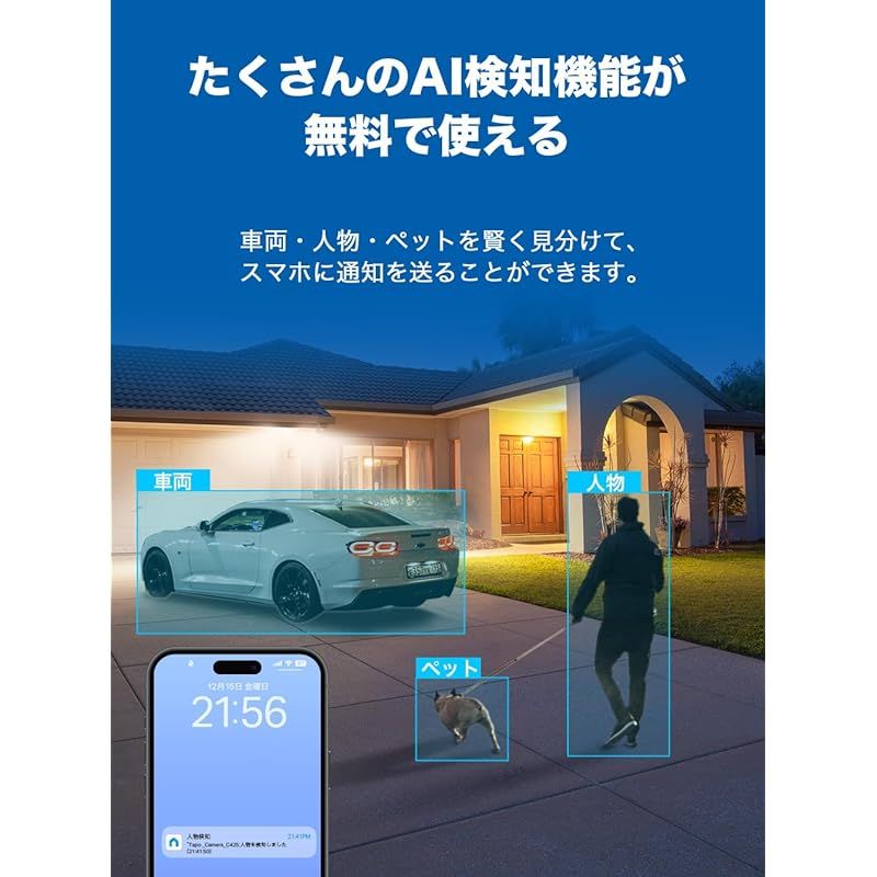  TP Link Tapo 防犯カメラ 屋外 屋内 マグネット WiFi カメラ 見守りカメラ ペットカメラ Wi Fi フルワイヤレス 充電式 2 K QHD 4 MP IP 66 防水防塵 フル ナイトビジョン スマートAI検知 マイク スピーカー 搭載 A 防犯カメラ 防犯 セーフティ