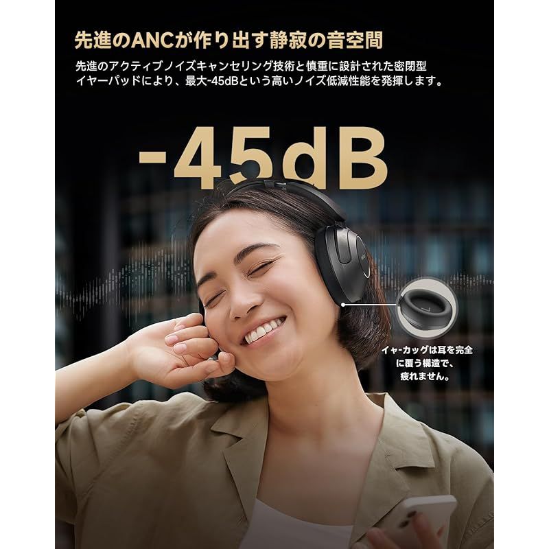  VGP 2025 SUMMER コスパ大 EarFun Wave Pro ワイヤレス ヘッドホンBluetooth 5 4 新アップグレード LDAC対応アクティブノイズキャンセリングイヤホン 有線 無線 ハイレゾ 最大80時間連続再生 シアター 防犯カメラ 防犯 セーフティ