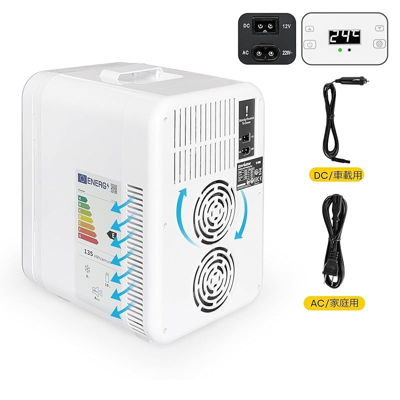 Enventor 冷蔵庫 小型 冷温庫 10L 極静音 LCD温度表示 ワンタッチ操作