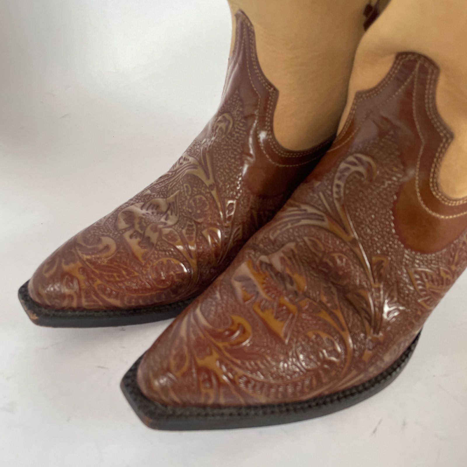 ヴィンテージ カボルカ レザー ウエスタンブーツ 37 B 23.5 cm ブラウン