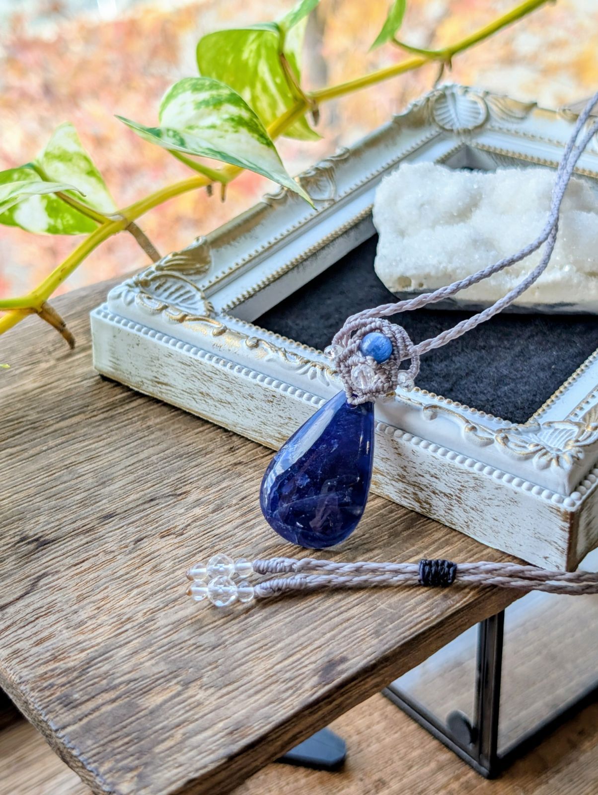 ☆ソーダライト☆マクラメ編みネックレス 480・天然石ネックレス