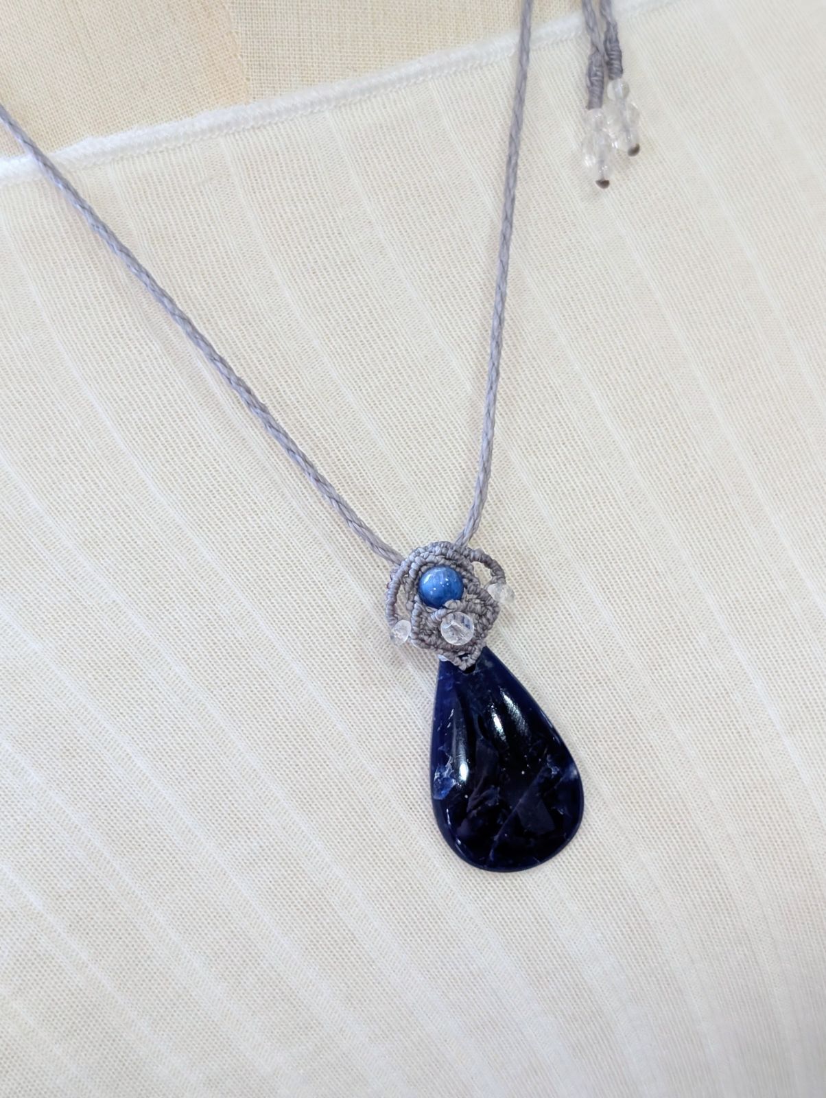 ☆ソーダライト☆マクラメ編みネックレス 480・天然石ネックレス